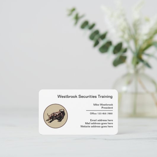 証券企業の研修業務 名刺 (スタンド正面)