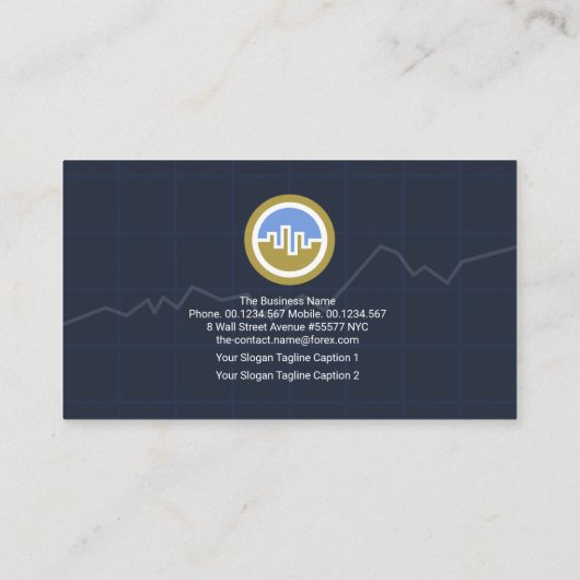 証券取引の上昇傾向グラフ財務コンサルタント 名刺 (裏面)