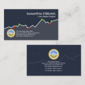 証券取引の上昇傾向グラフ財務コンサルタント 名刺 (正面/裏面)