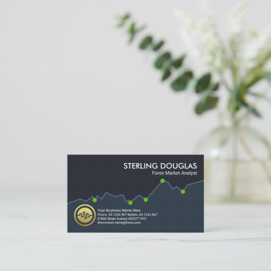 証券取引所の為替グラフ·ディーラー 名刺 (スタンド正面)