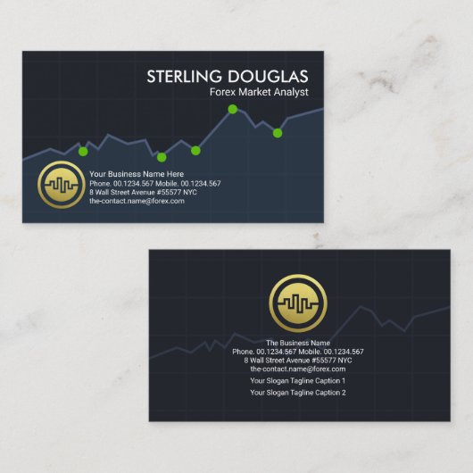 証券取引所の為替グラフ·ディーラー 名刺 (正面/裏面)