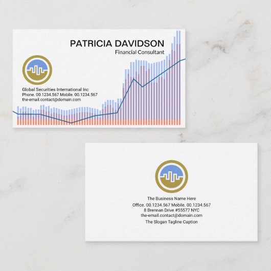 証券取引所共有グラフ財務顧問 名刺 (正面/裏面)