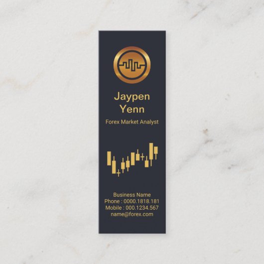 証券取引所指数グラフ青エレガンス スキニー名刺 (正面)