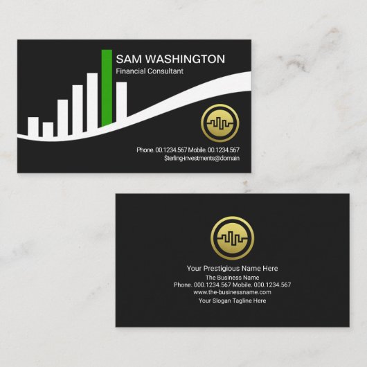 証券素晴らし取引グラフの財務投資 名刺 (正面/裏面)