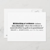 証拠の源泉徴収ブレイディvメリーランド州訴訟法 ポストカード (正面/裏面)