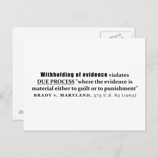 証拠の源泉徴収ブレイディvメリーランド州訴訟法 ポストカード (正面/裏面)