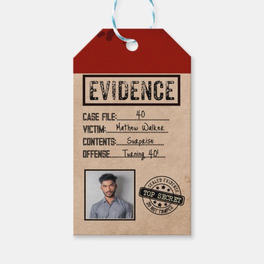 証拠の真の犯罪殺人の謎フォトワイン ギフトタグ (正面)