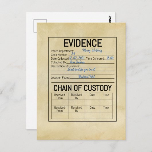 証拠管理の犯罪ゲームロールプレイ ポストカード (正面/裏面)