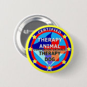 証明されたセラピー動物-セラピー犬 缶バッジ (正面&裏面)