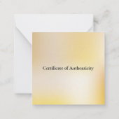 証明書の真正性ジュエリー金ゴールドグラデーション ノートカード (裏面)