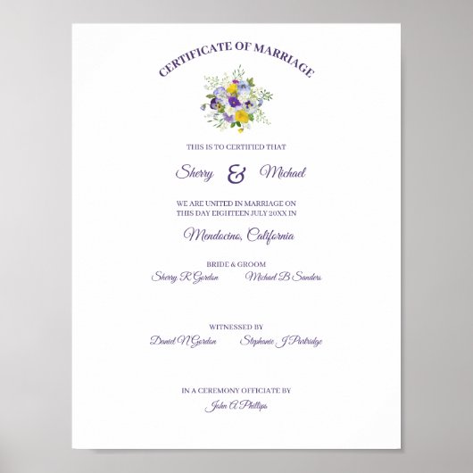 証明書シンプルフローラバラパンシーブーケ ポスター (正面)