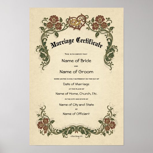 証明書結婚の婚姻 – （観賞用） ポスター (正面)