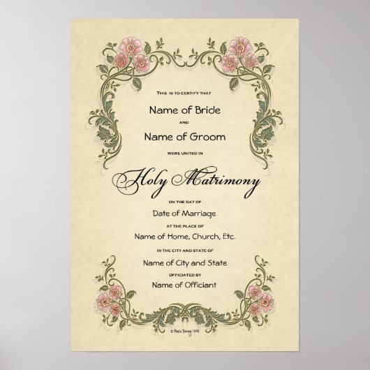 証明書結婚の婚姻 – （観賞用） ポスター (正面)