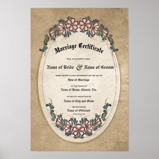 証明書 結婚証明書:(記念飾り) ポスター (正面)