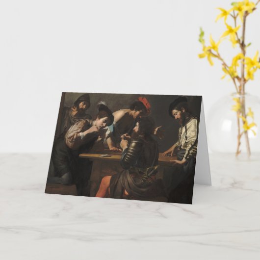 詐欺師の傭兵がトランプをしている絵 カード (黄色い花)