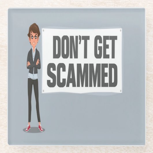 詐欺師の横に詐欺バナーが表示されない ガラスコースター (正面)