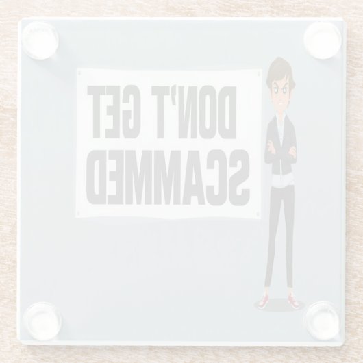 詐欺師の横に詐欺バナーが表示されない ガラスコースター (裏面)