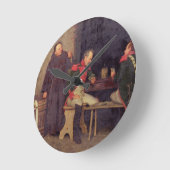 詐欺師(キャンバス) (組の1の油- 19572を見て下さい ラウンド壁時計 (傾斜)