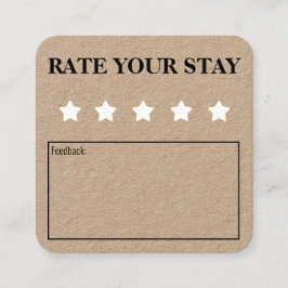 評価あなたの滞在Airbnbホスピタリティフィードバックカード スクエア名刺