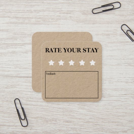 評価あなたの滞在Airbnbホスピタリティフィードバックカード スクエア名刺 (正面/裏面インサイチュ)