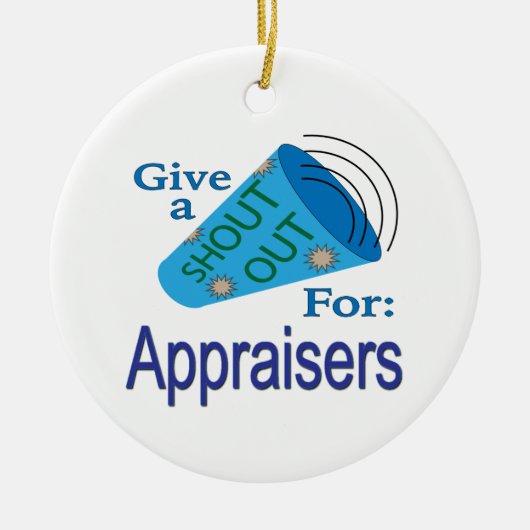 評価する人に大声で叫ぶ セラミックオーナメント (正面)