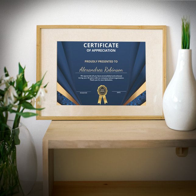 評価実績金ゴールドブルー証明書 (Appreciation Achievement Gold Blue Certificate is great for those who work hard to get it. )