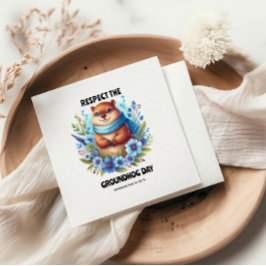 評価超過？水彩の祝グラウンドホッグの日 スタンダードカクテルナプキン