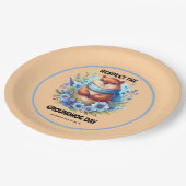 評価超過?水彩の祝グラウンドホッグの日 ペーパープレート (アングル)