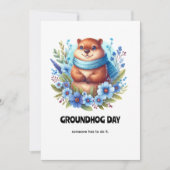 評価超過？水彩の祝グラウンドホッグの日 招待状 (正面)