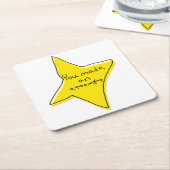 試してみた – 黄色い星 スクエアペーパーコースター (アングル)
