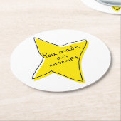試してみた – 黄色い星 ラウンドペーパーコースター (アングル)