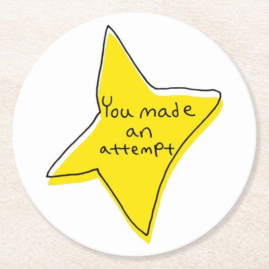 試してみた – 黄色い星 ラウンドペーパーコースター (正面)