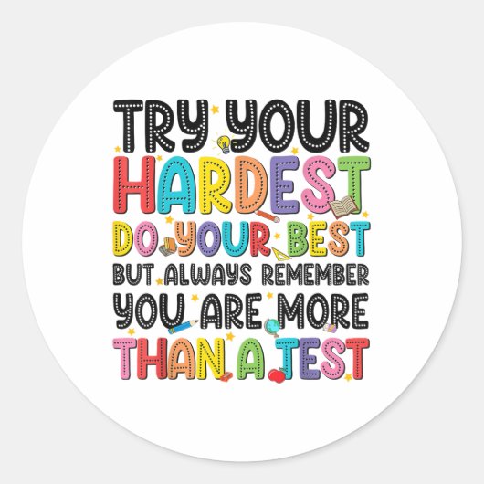 試しに試す日の茶最高ののテストを頑張ろう ラウンドシール (正面)