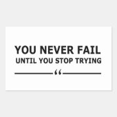 試すまで必ストップず失敗すやる気を起こさせる 長方形シール (正面)