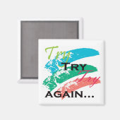 試す，試す，再びモチベーション磁石 マグネット (正面/裏面)