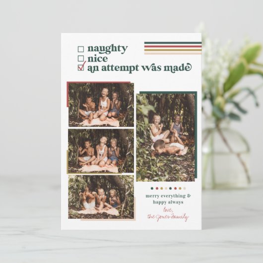 試みが行われた |モダンクリスマスフォトカード 招待状 (スタンド正面)