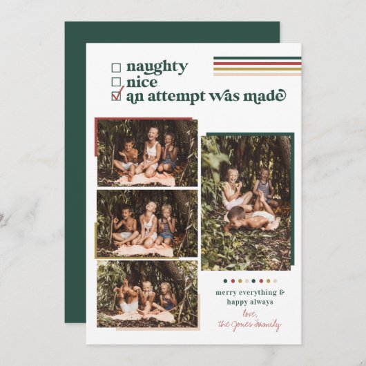 試みが行われた |モダンクリスマスフォトカード 招待状 (正面/裏面)