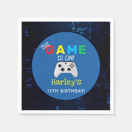 試合が始まった！カスタムフォトビデオゲーム誕生日 スタンダードカクテルナプキン (正面)