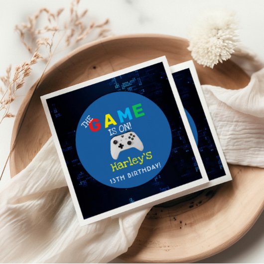 試合が始まった!カスタムフォトビデオゲーム誕生日 スタンダードカクテルナプキン