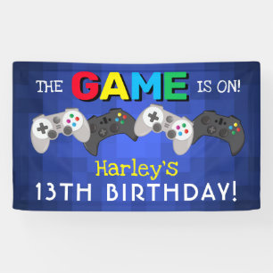 試合が始まった！  ビデオゲーム誕生日 横断幕
