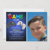 試合が始まった!写真 |ビデオゲーム誕生日 招待状 (正面)