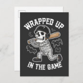 試合包まれた野球のハロウィンで上がる インビテーションポストカード (正面/裏面)