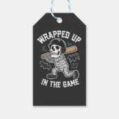 試合包まれた野球のハロウィンで上がる ギフトタグ (正面)