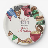 試合夜のサッカーの誕生日 ペーパープレート (正面)