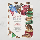 試合夜のサッカーの誕生日 招待状 (正面/裏面)