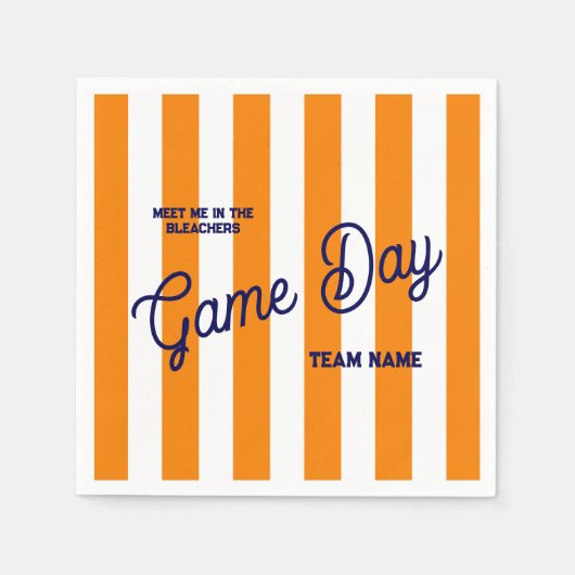 試合日のチーム名はブリーカーズのオレンジ色で私に会う スタンダードカクテルナプキン (正面)