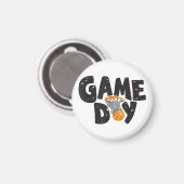 試合日バスケットボールおもしろい青年男女女子スポーツV マグネット (正面/裏面)