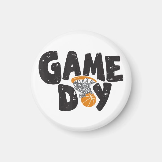 試合日バスケットボールおもしろい青年男女女子スポーツV マグネット (正面)