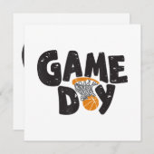 試合日バスケットボールおもしろい青年男女女子スポーツV 招待状 (正面/裏面)