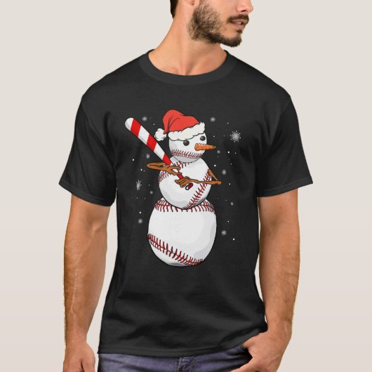 試合日野球雪だるまボール雪クリスマスパージ Tシャツ (正面)